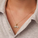 10K/14K Solid Gold Lab Grown Diamond Wale Tale Pendant Necklace with Hidden Bail