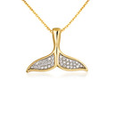 10K/14K Solid Gold Lab Grown Diamond Wale Tale Pendant Necklace with Hidden Bail