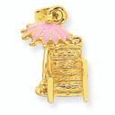 14K Gold Pink Emameled Beach Chair Pendant