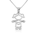 Silver Girl Love Cut-Out Kids Pendant Necklace