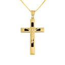 10K/14K Yellow Gold Black Onyx Cross Crucifix Pendant Necklace