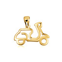 10K/14K Yellow Gold Motorcycle Scooter Cut-Out Pendant Necklace