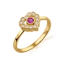 10K/14K Gold Pink Heart Baby Ring with White Accent Stones