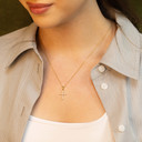 Gold Lab Grown Diamond Dainty Orthodox Cross Pendant Necklace 