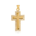 Gold Lab Grown Diamond Halo Cross Pendant Necklace
