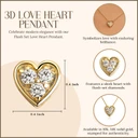Gold Lab Grown Diamond Flush Set Love Heart Pendant Necklace