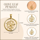 Gold Lab Grown Diamond Studded Olive Leaf Medallion Pendant Necklace