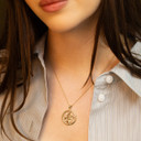 Gold Lab Grown Diamond Studded Olive Leaf Medallion Pendant Necklace