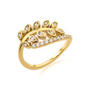 10K/14K Solid Gold Olive Leaf Lab Grown Diamond Ring