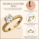 10K/14K Solid Gold Braided Band Lab Grown Diamond Solitaire Ring