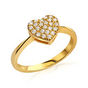 10K/14K Solid Gold Petite Love Heart Ring with Lab Grown Diamond
