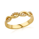 10K/14K Solid Gold Lab Grown Diamond Triple Infinity Link Ring