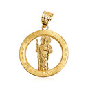 Yellow Gold Saint Jude Round Medallion Pendant Necklace (10k/14k)