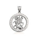 .925 Sterling Silver Saint George Round Medallion Pendant Necklace