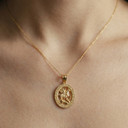 Yellow Gold Saint George Oval Medallion Pendant Necklace (10K/14K)