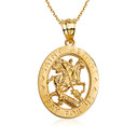 Yellow Gold Saint George Oval Medallion Pendant Necklace (10K/14K)