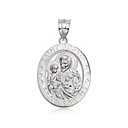 .925 Sterling Silver Saint Joseph Oval Medallion Pendant Necklace