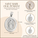 .925 Sterling Silver Saint Mary Oval Medallion Pendant Necklace 