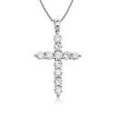 10K/14K Gold 1ct Lab Grown Diamond Cross Pendant Necklace