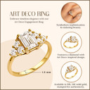 Emerald Cut Lab Grown Diamond Art Deco Engagement Ring (Available in 10k/14k)