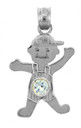 White Gold Baby Charms and Pendants - CZ Light Blue Gem Boy  Birthstone Charm