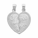 Solid Gold Hearts Apart - I Love You Pendant - Small(Available in Yellow/White Gold)