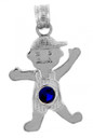 Silver Baby Charms and Pendants - Boy Birthstone Charm with CZ Sapphire Blue Stone