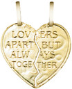 Yellow Gold "I LOVE YOU" Reversable  Breakable Heart Double Pendant