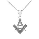 .925 Freemason Small Square & Compass Pendant Necklace