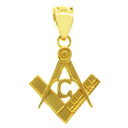 Yellow Gold Freemason Small Square & Compass Pendant (0.85")