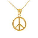 Gold Peace Symbol Pendant Necklace (M)