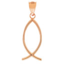 Rose Gold Ichthus (Fish) Vertical Pendant Necklace
