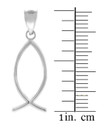 White Gold Ichthus (Fish) Vertical Pendant with measurement