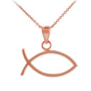 Rose Gold Ichthus Fish Horizontal Pendant Necklace