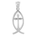 925 Sterling Silver Ichthus Cross Pendant