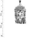 White Gold Face of Jesus Pendant with CZ (Medium)