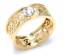 Gold Diamond Claddagh Wedding Band with Celtic Knot