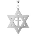 925 Sterling Silver  High Polished Star of David with Cross Pendant