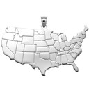 United States Map Silver Pendant Necklace