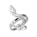 White Gold Woman's Sparkling Cut Elegant Snake Ring