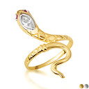 Gold Woman's Stone Head Snake Ring