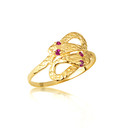 Yellow Gold Woman's Cubic Zirconia Adorned Serpent Ring