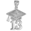 White Gold CLASS OF 2013 Graduation Cap Pendant