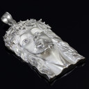 925 Sterling Silver Iced-out Jesus Face CZ Pendant (L)
