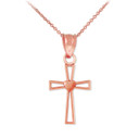 Gold Heart Cross Charm Pendant Necklace