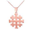 Gold Matte Jerusalem "Crusaders" Cross Pendant Necklace(Available in Yellow/Rose/White)
