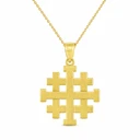Gold Matte Jerusalem "Crusaders" Cross Pendant Necklace(Available in Yellow/Rose/White)