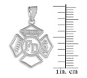 Sterling Silver Fireman Open Badge Pendant with measurement