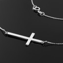 Sterling Silver Sideways Cross Necklace