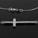 .925 Sterling Silver Cubic Zirconia Studded Sideways Cross Pendant Necklace